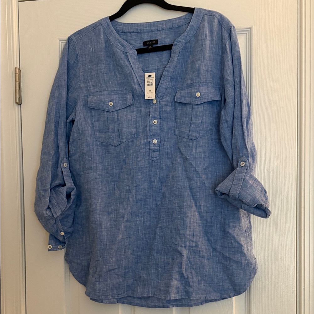 Talbots Light Blue Linen Blouse